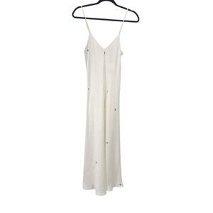 Anaphe Premium Silk White Slip Dress Delicate Embroidered Details Size Small